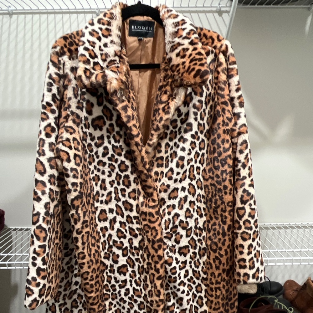 Eloquii Faux Leopard Fur Coat